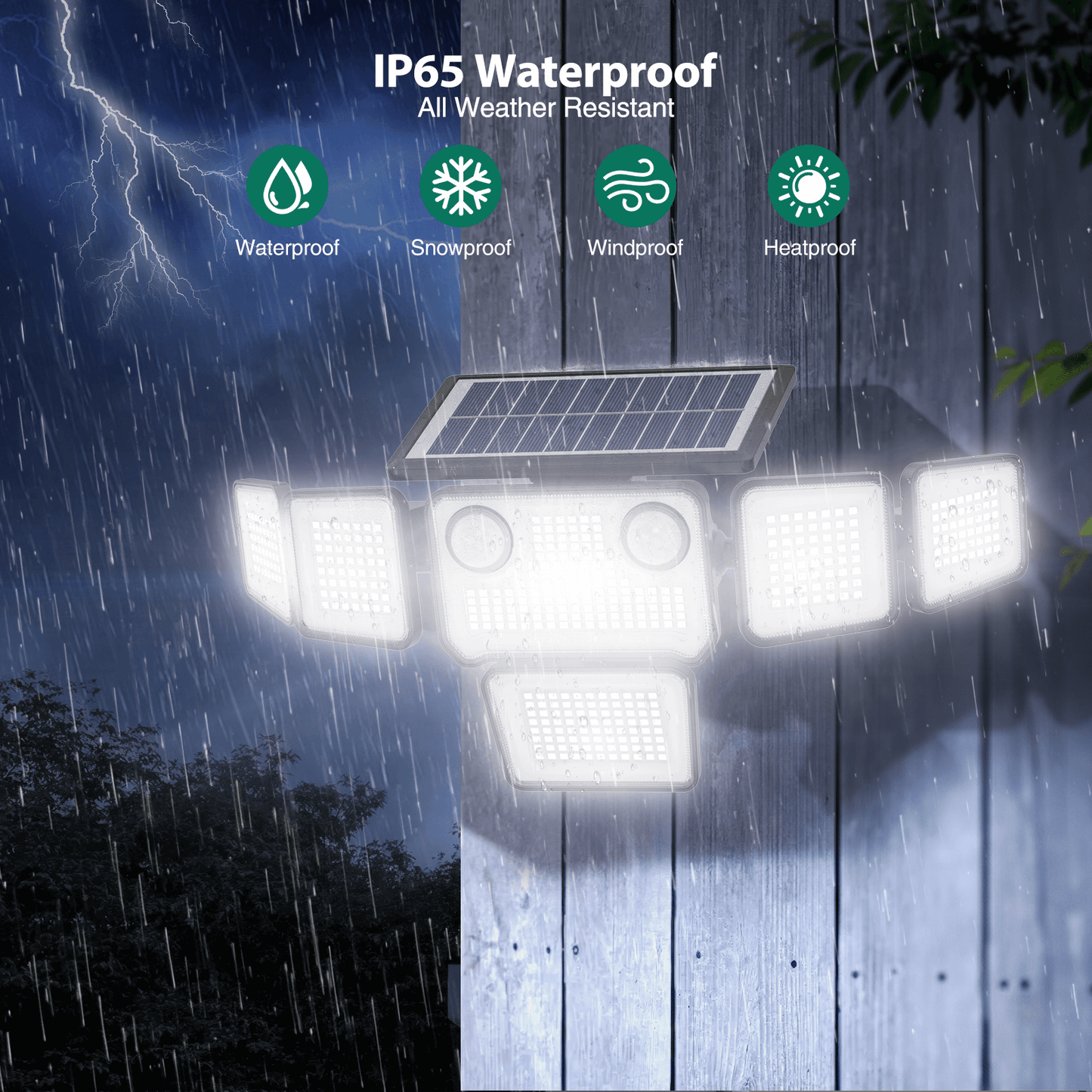 Omibee 3000LM 6-Head Outdoor Solar Lights