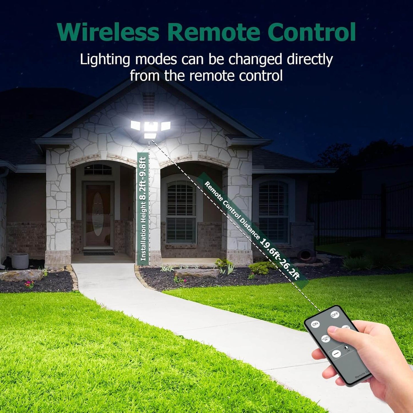 Omibee 3000LM 4 Heads Solar Motion Sensor Lights