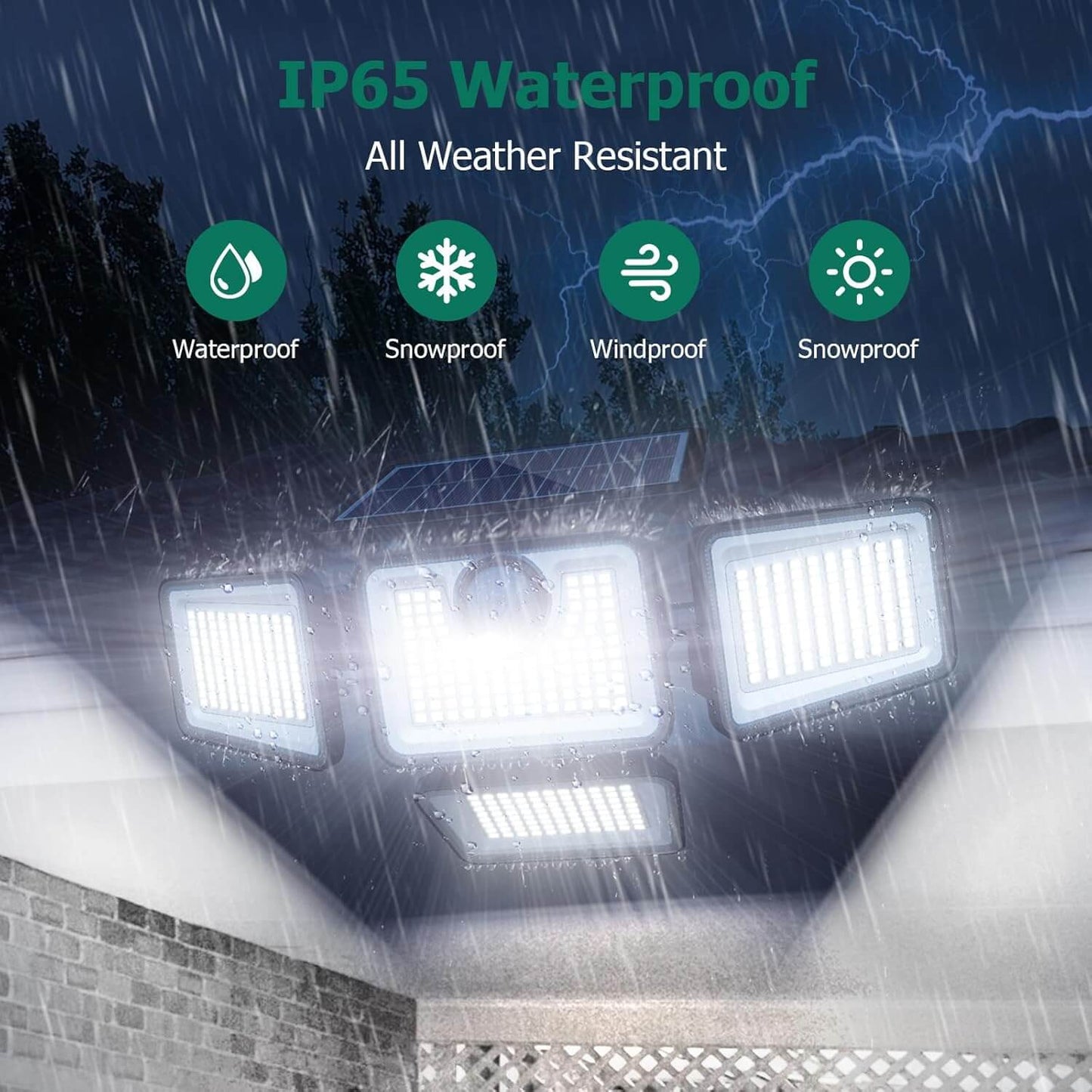 Omibee 3000LM 4 Heads Solar Motion Sensor Lights