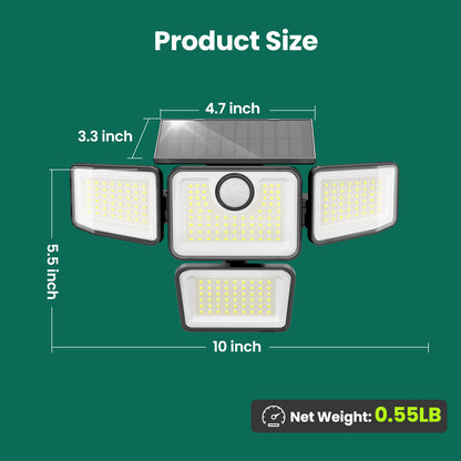 Omibee 3000LM 4 Heads Solar Motion Sensor Lights