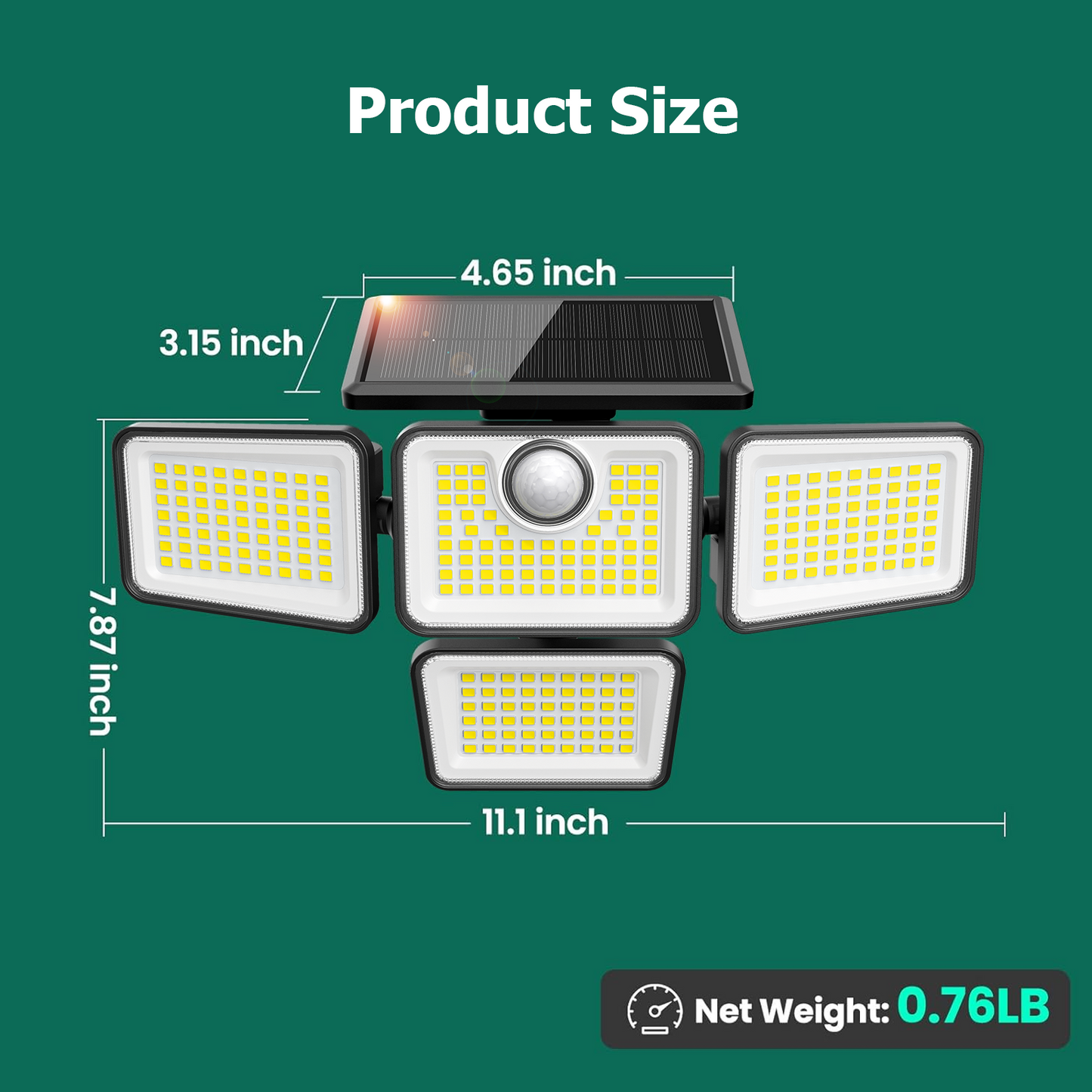 Omibee 4 Heads Solar Motion Light