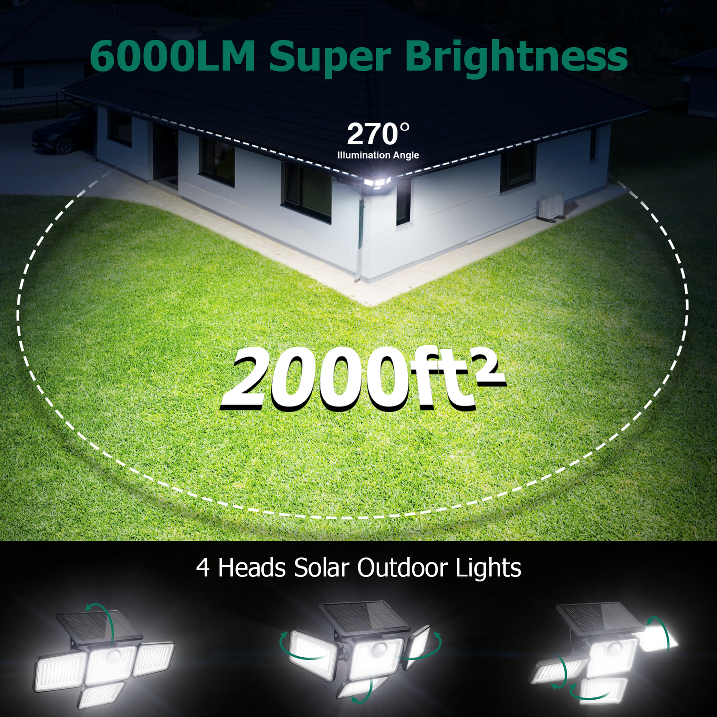 Omibee 4 Heads Solar Motion Light