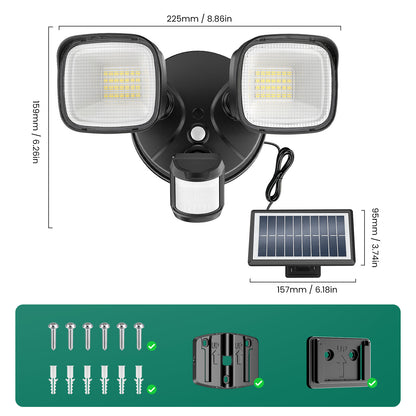 Omibee 36W Dual Heads Solar Motion Sensor Light