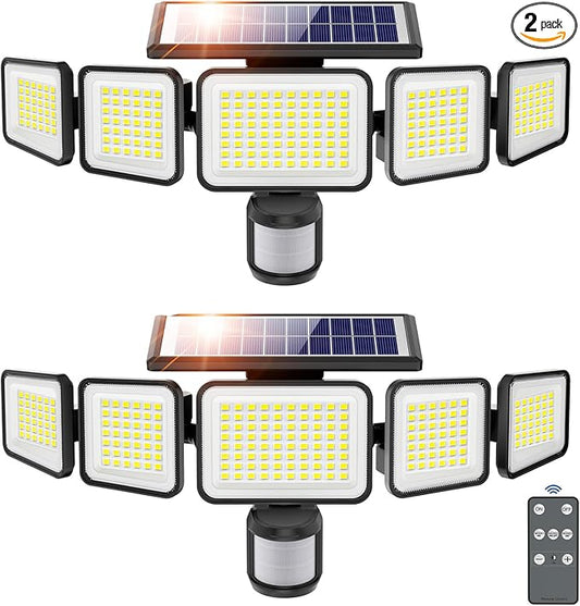 Omibee 4000LM 5 Heads Motion Sensor Outdoor Lights