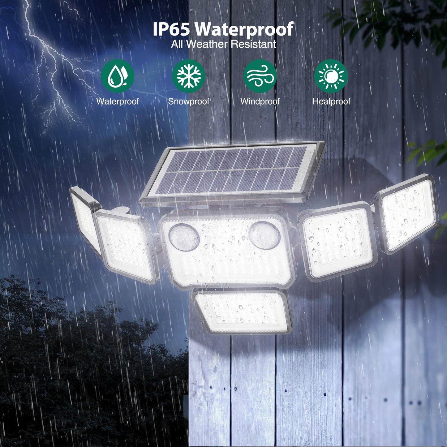 Omibee 6 Heads Dual Motion Sensor Solar Flood Lights